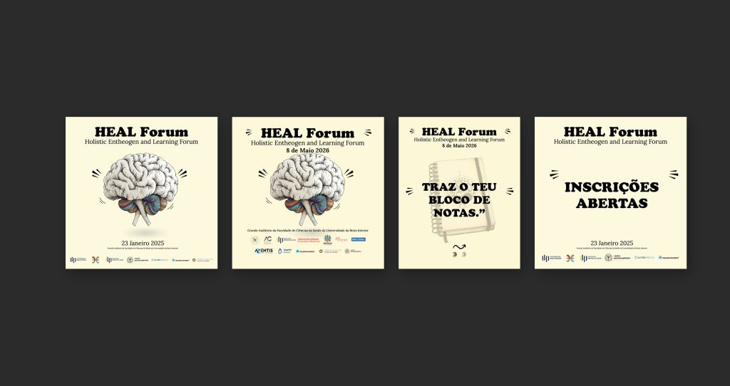 HEAL Forum — Holistic Entheogen and Learning Forum: branding, redes sociais, merchandising e impressão